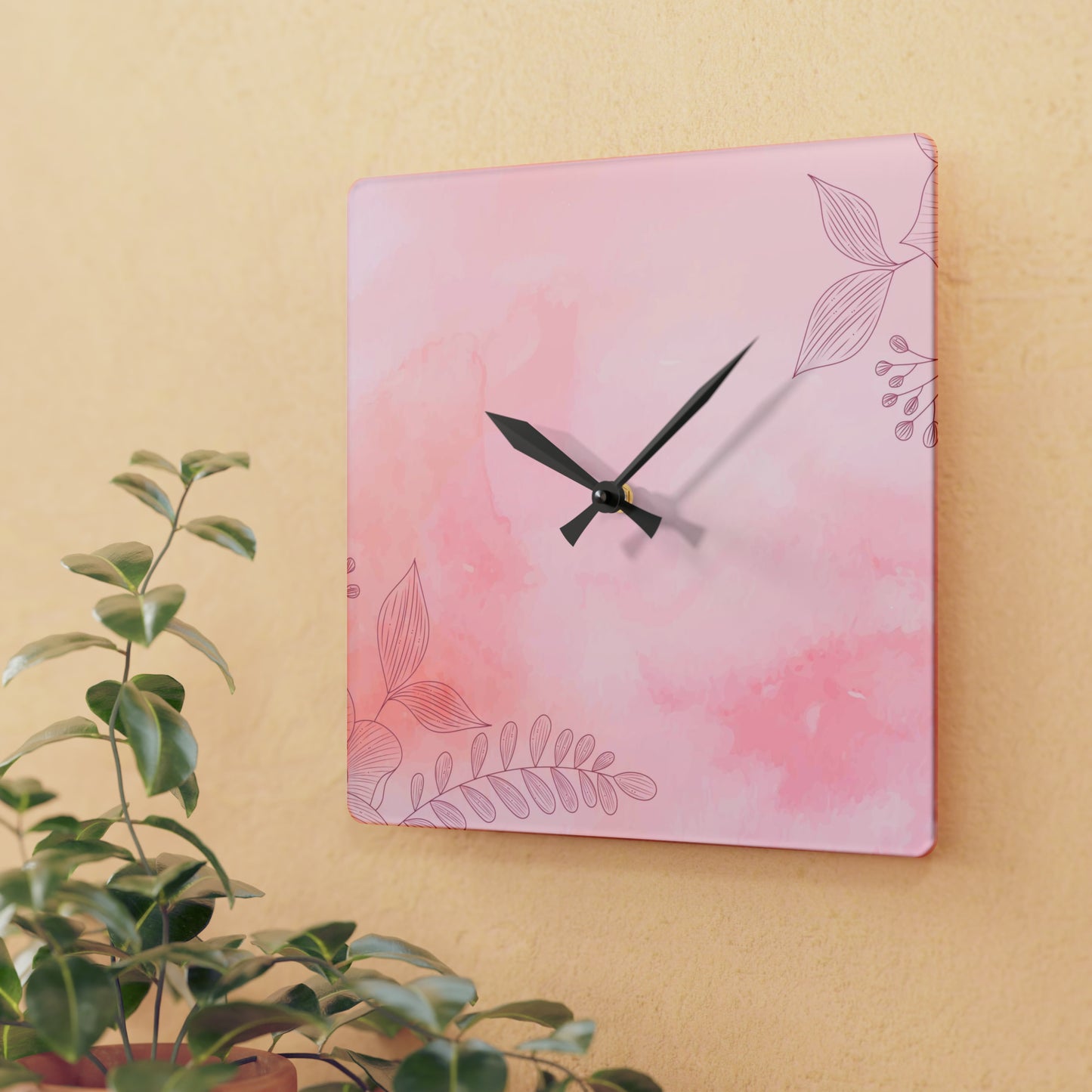 Gamme Pinky d'Olivia | Horloge murale en acrylique