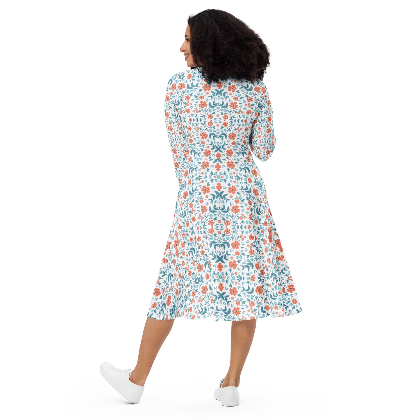 Olivia's Floral Travel Collection | Long sleeve midi dress